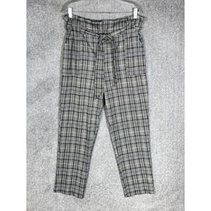 Leighton Paperbag Dress‎ Pants Womens Size XL Stretch Herringbone Plaid Pockets